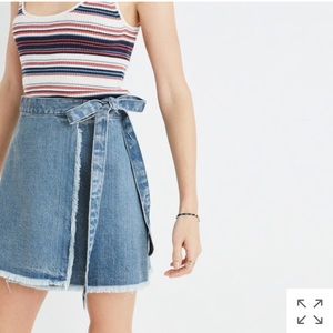 Madewell Raw-hem Wrap Jean Skirt